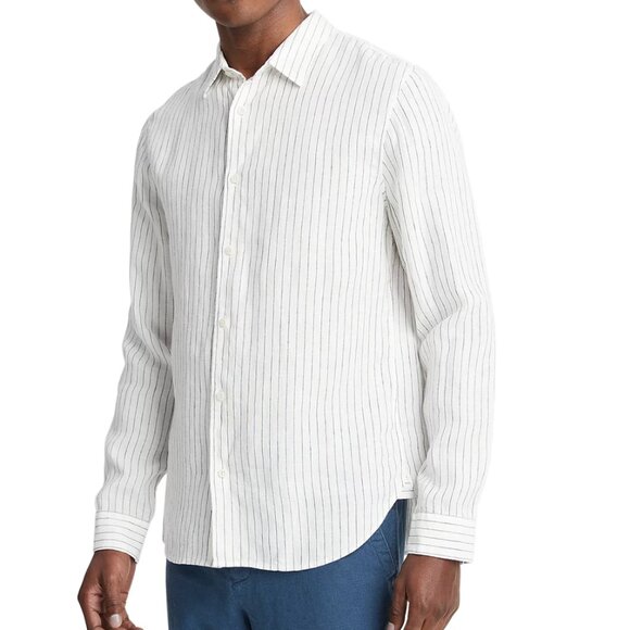 Vince Men's Bayside Stripe Long Sleeve Shirt - Picture 1 of 9